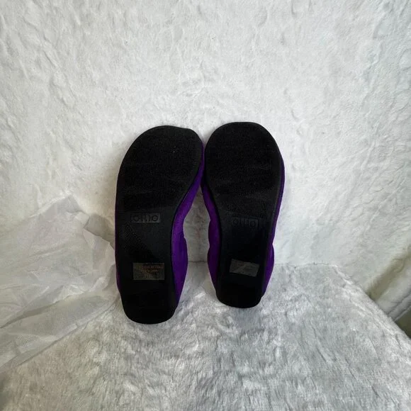 Purple Ollio Womens Ballet Flats W/ Flower Design Faux Suede Slip On Comfort - Picture 4 of 4